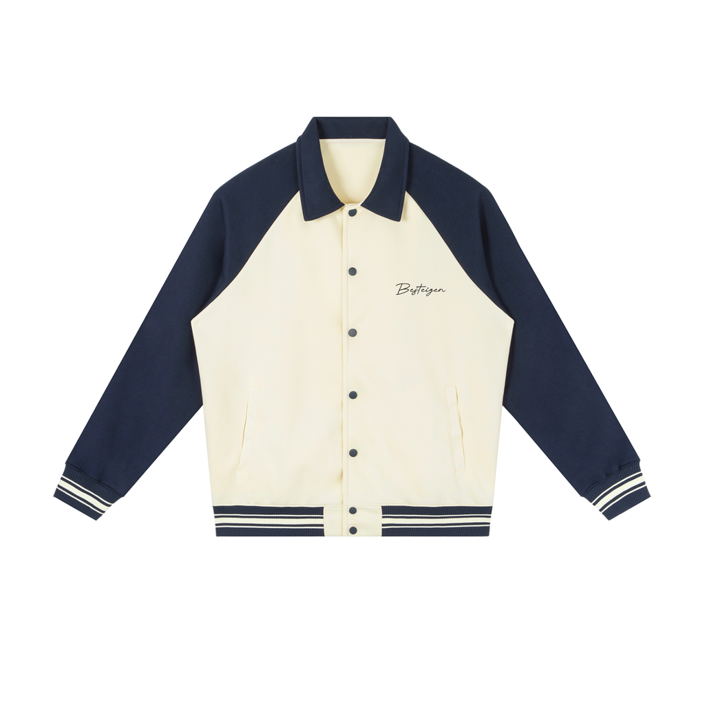 Contrast Raglan Sleeve Baseball Jacket