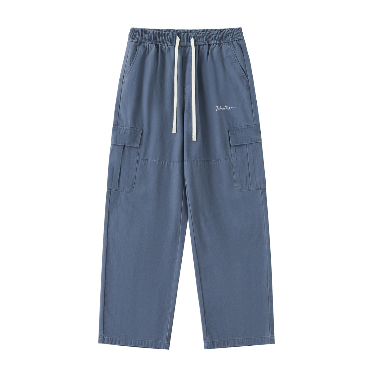 Drawstring Waist Straight-Leg Cargo Pants