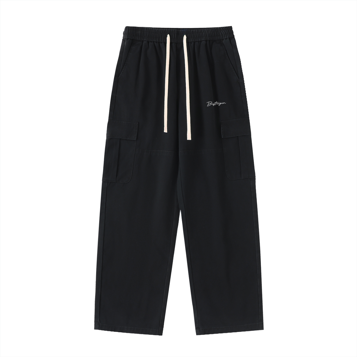 Drawstring Waist Straight-Leg Cargo Pants